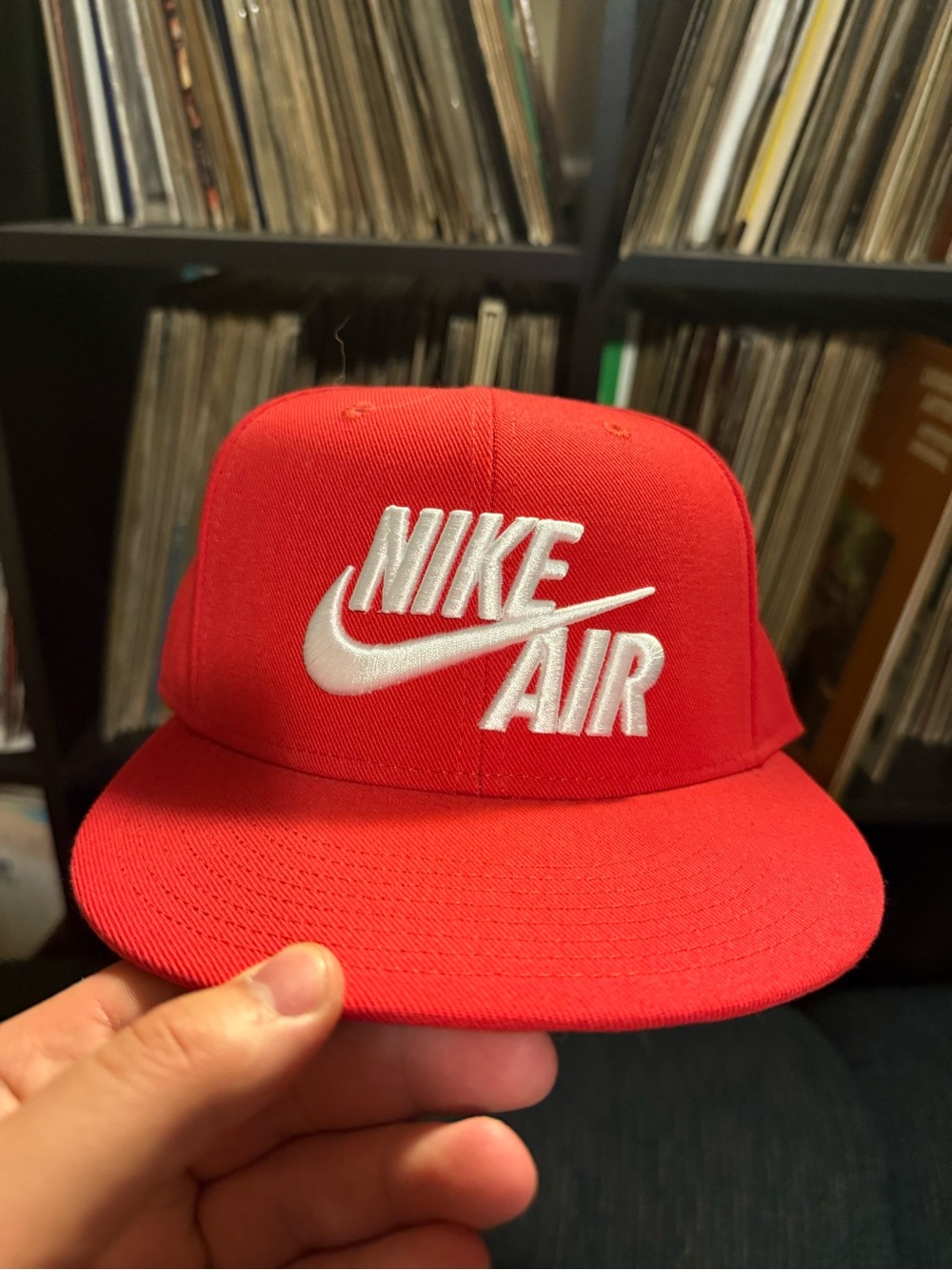 Nike Red Snapback Hat with White Nike Air Logo